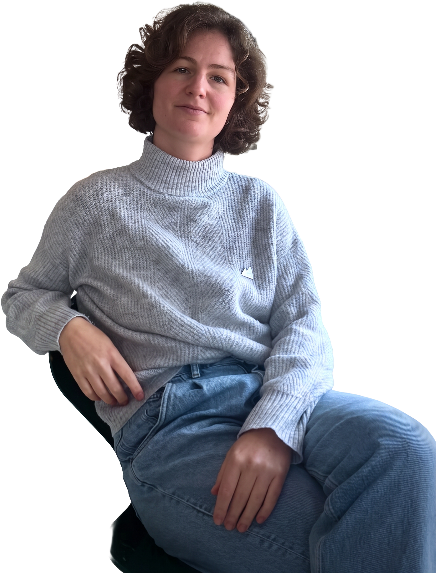 Chloe Darnaud seated, portrait cut-out